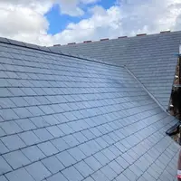 Freshly installed roof slate